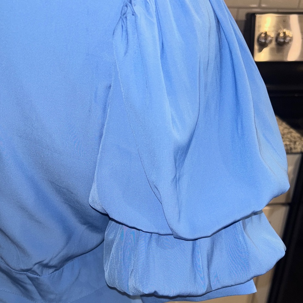 1. State Sky Blue Puff Sleeve whimsical feminine romantic Mini Dress - Picture 5 of 11